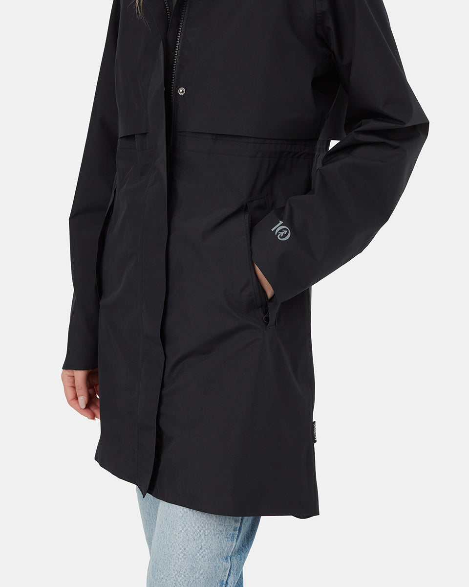 Black Women's Recycled Polyester Rain Jacket