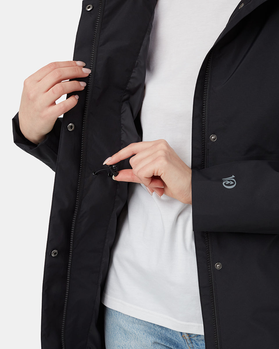 Black Women's Recycled Polyester Rain Jacket