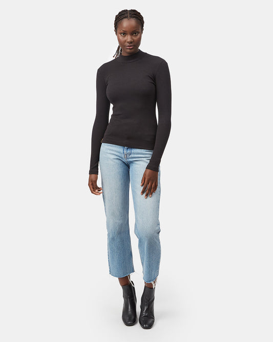 Black_Women's_Eco-Friendly_Mock_Neck_Top