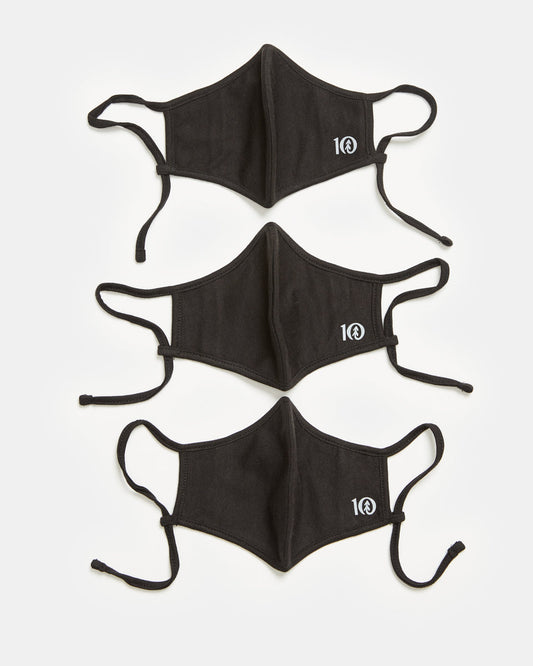 Black 3 Pack Biodegradable Triple Layer Masks