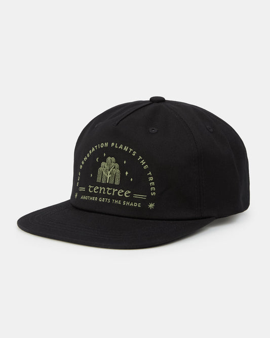 Black Adjustable Organic Cotton Flat-Brim Cap