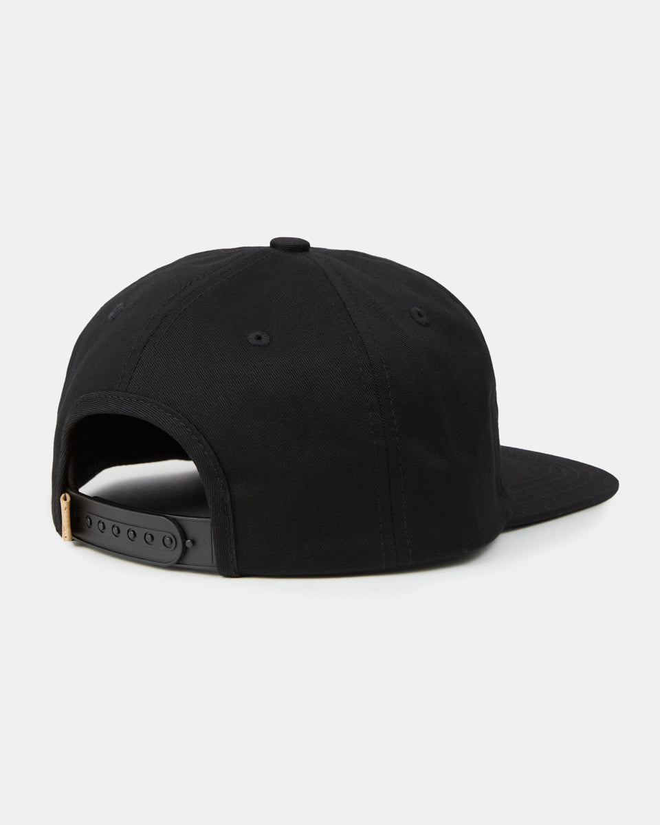 Black Adjustable Organic Cotton Flat-Brim Cap