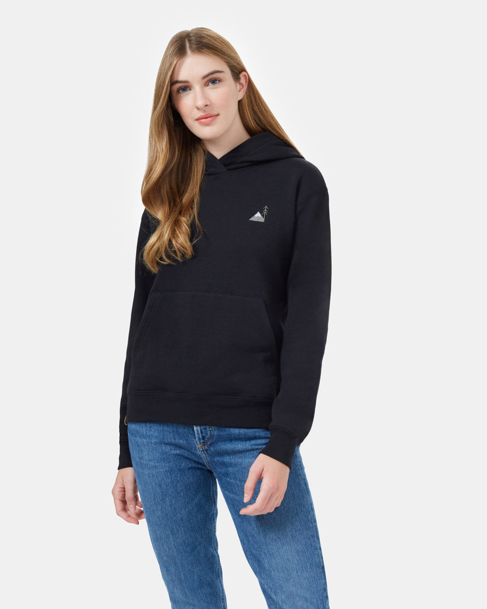 Black Embroidered Pullover Hoodie