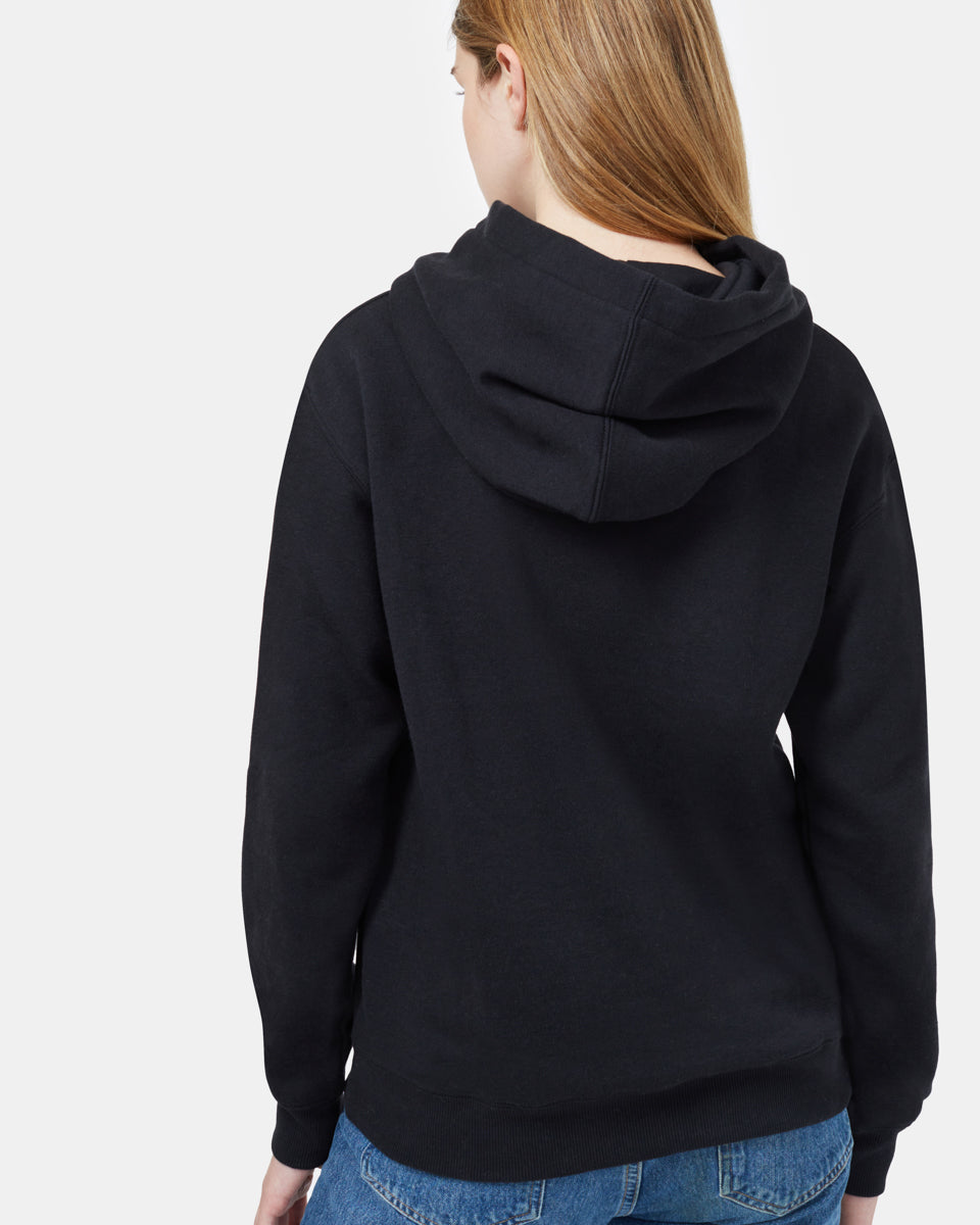 Black Embroidered Pullover Hoodie