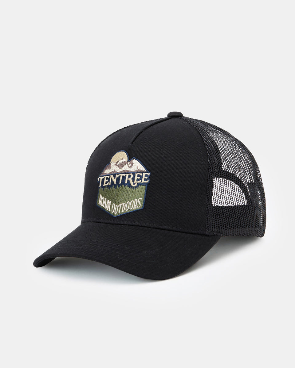 Black Graphic Mesh Trucker Hat