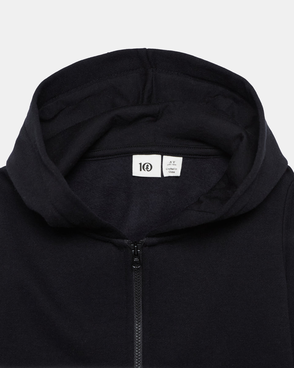 Black Kids Fleece Zip Up Hoodie