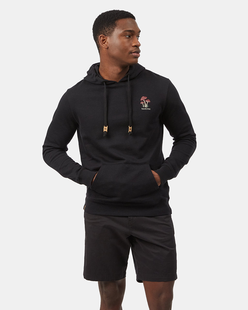 Black Men's Embroidered Pullover Hoodie