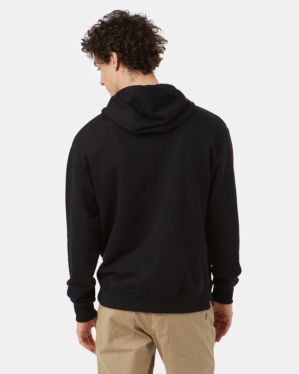 Black Men's Organic Cotton Fleece Cowl Neck Hoodie