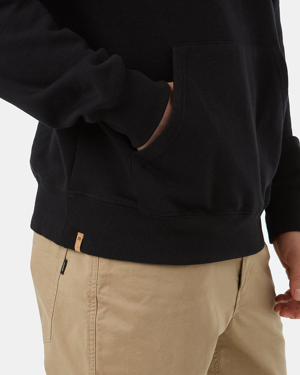 Black Men's Organic Cotton Fleece Cowl Neck Hoodie