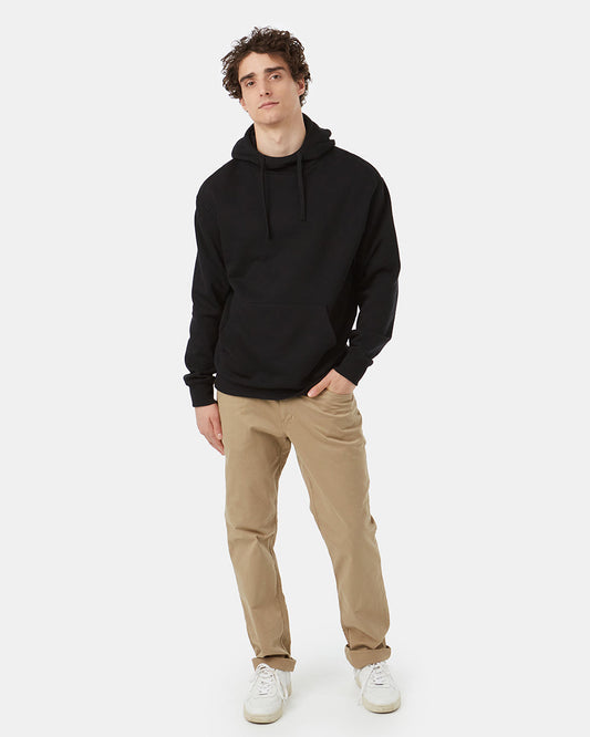 Black Men's Organic Cotton Fleece Cowl Neck Hoodie
