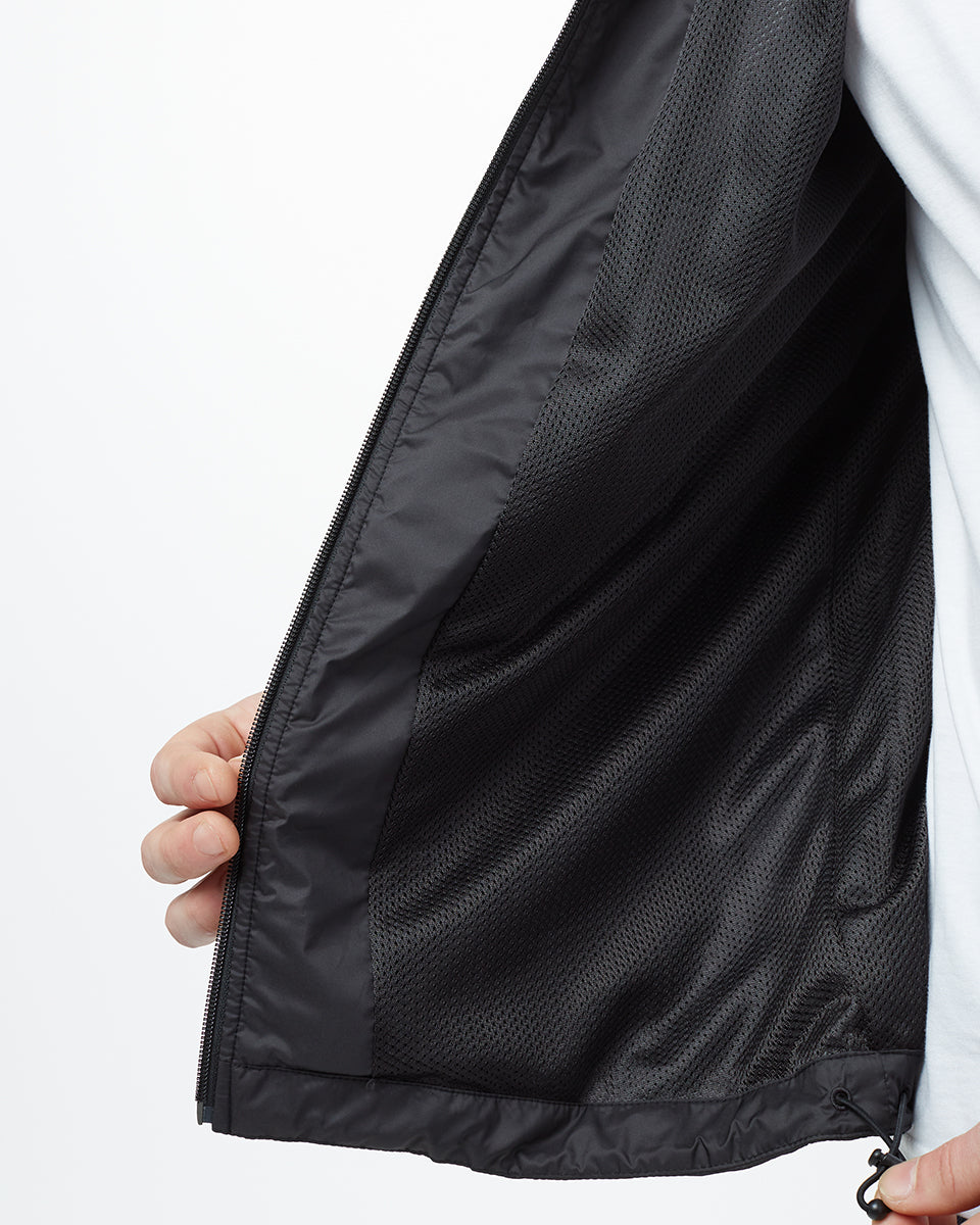 Black Men's Recycled Zip Up Rain Jacket