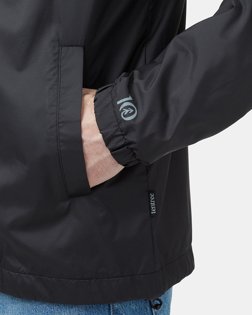 Black Men's Recycled Zip Up Rain Jacket