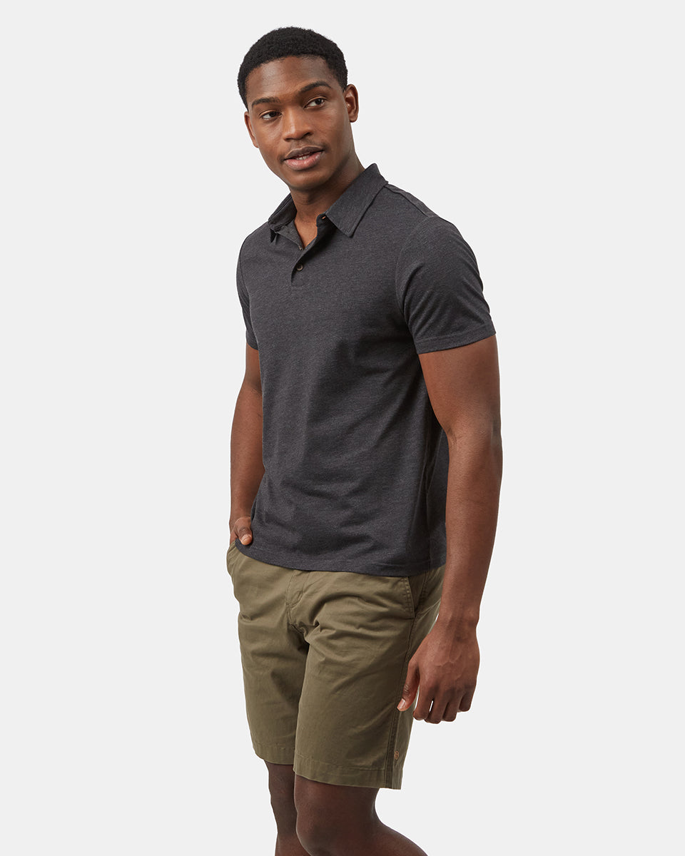 Black Men's Short Sleeve Polo Neck T-Shirt