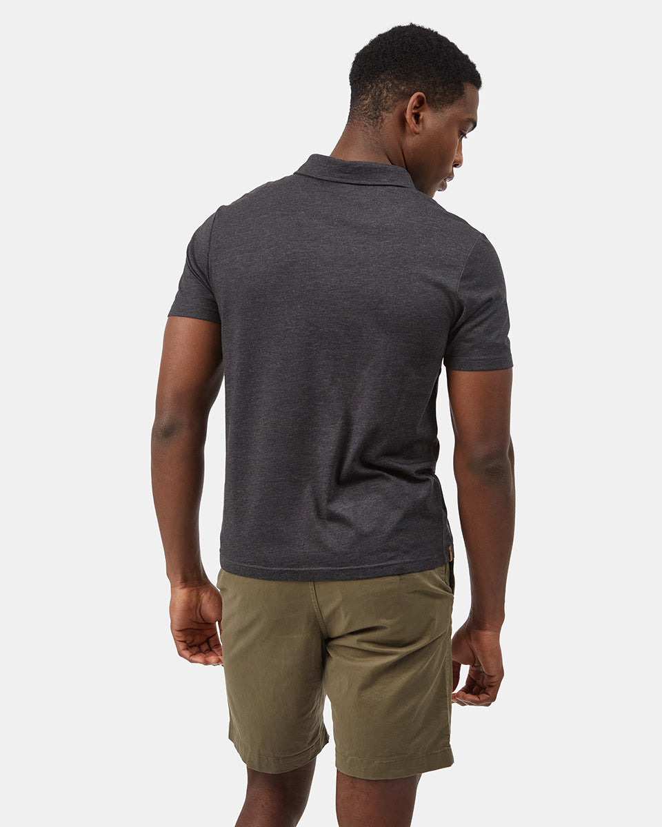 Black Men's Short Sleeve Polo Neck T-Shirt