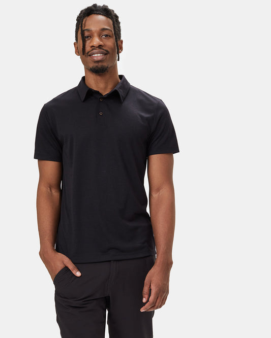 Black Mens Short Sleeve Polo Neck T-Shirt