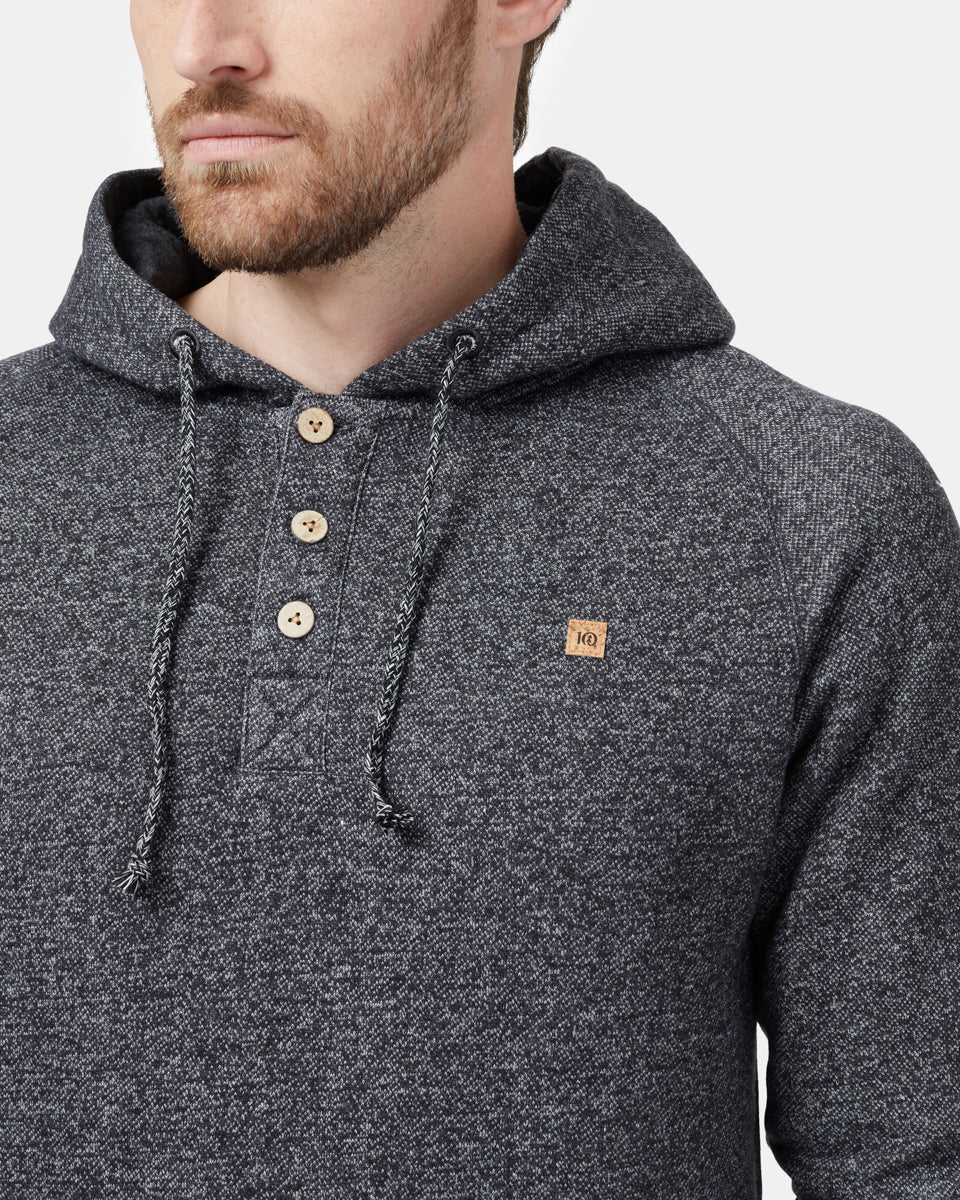 Black Organic Cotton Button Hoodie