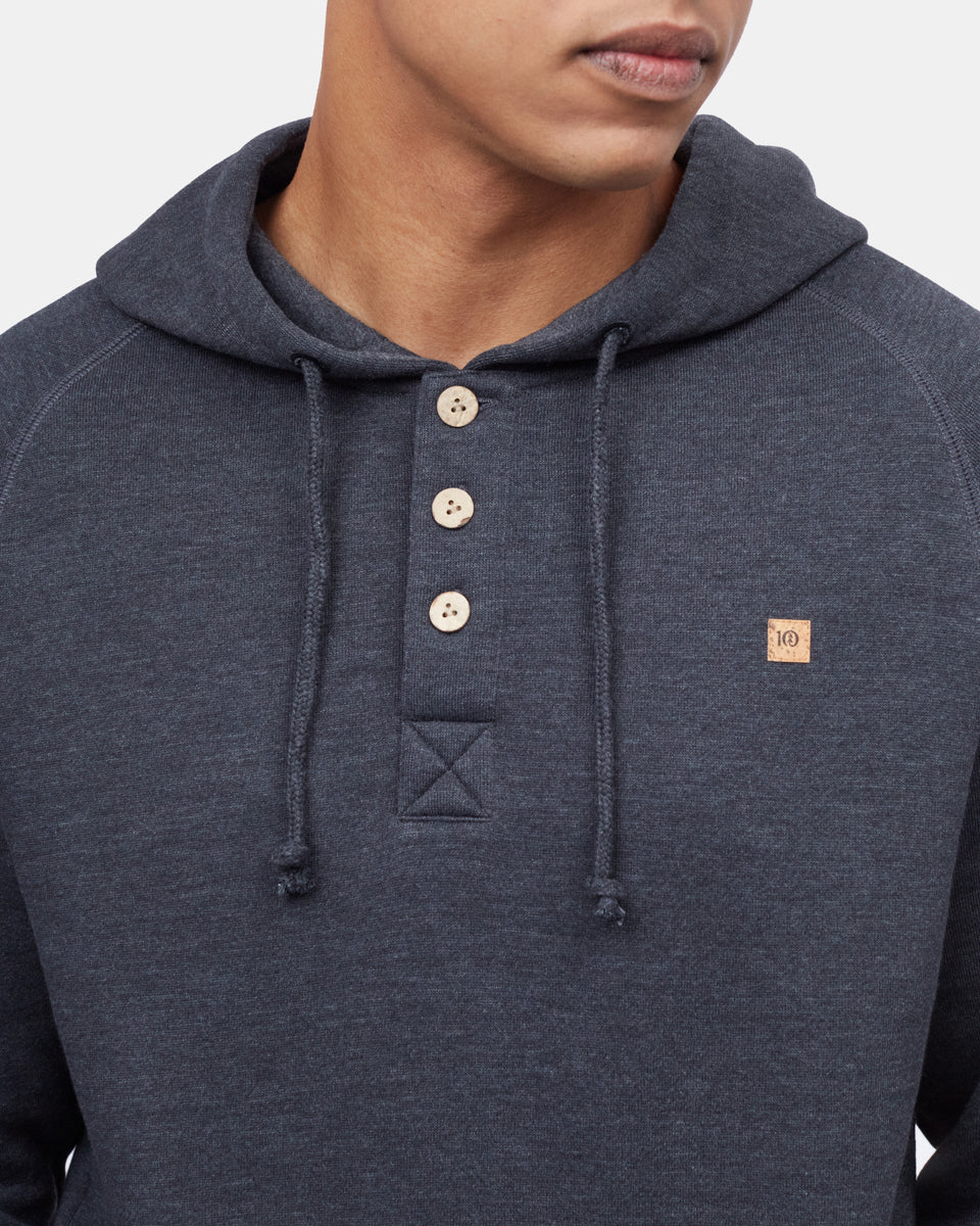 Black Organic Cotton Button Hoodie