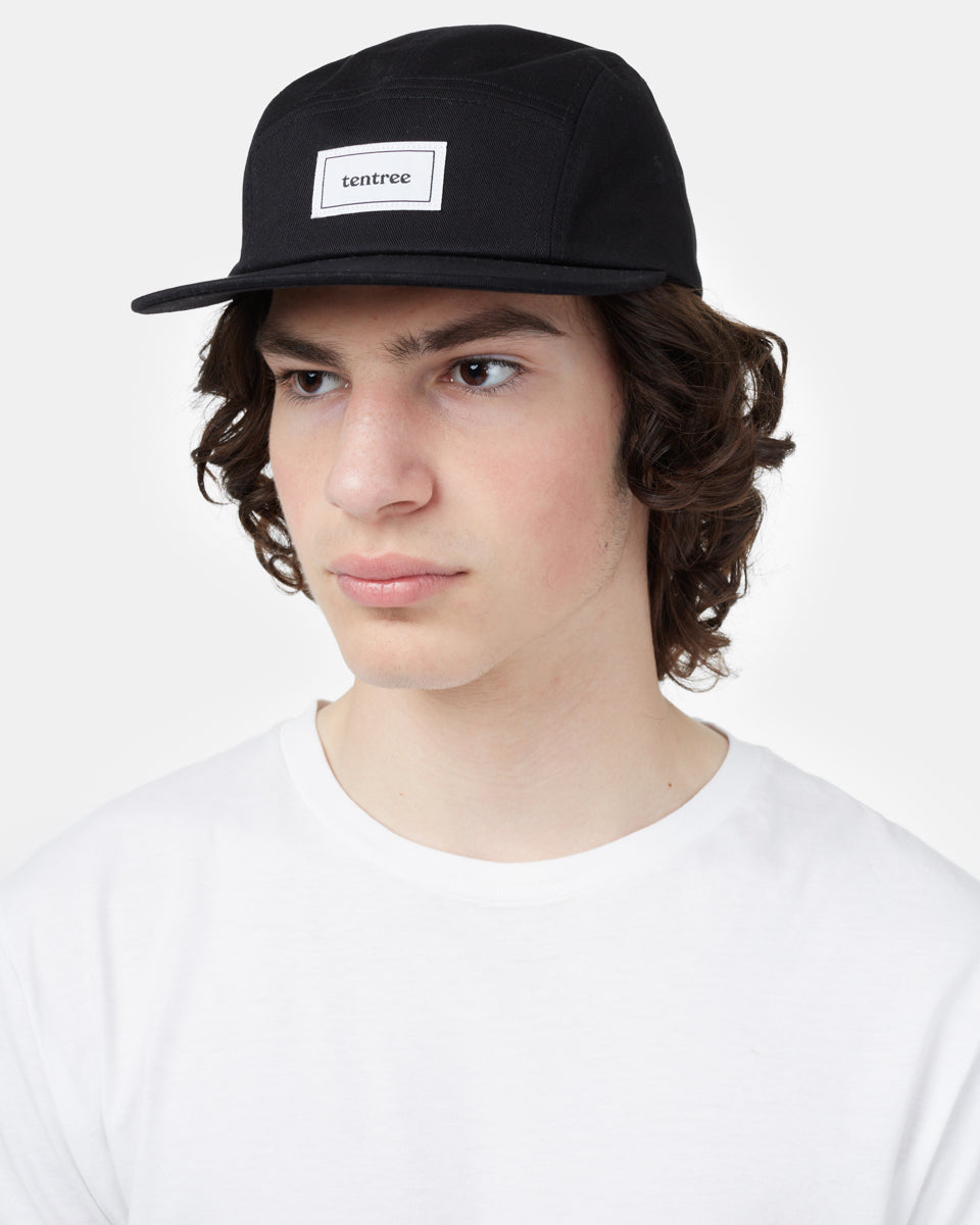 Black Organic Cotton Flat Brim Hat