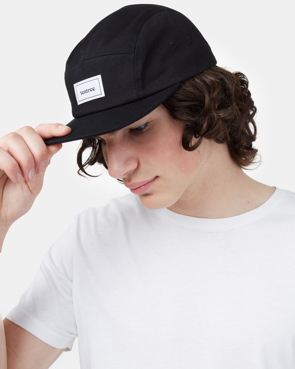 Black Organic Cotton Flat Brim Hat