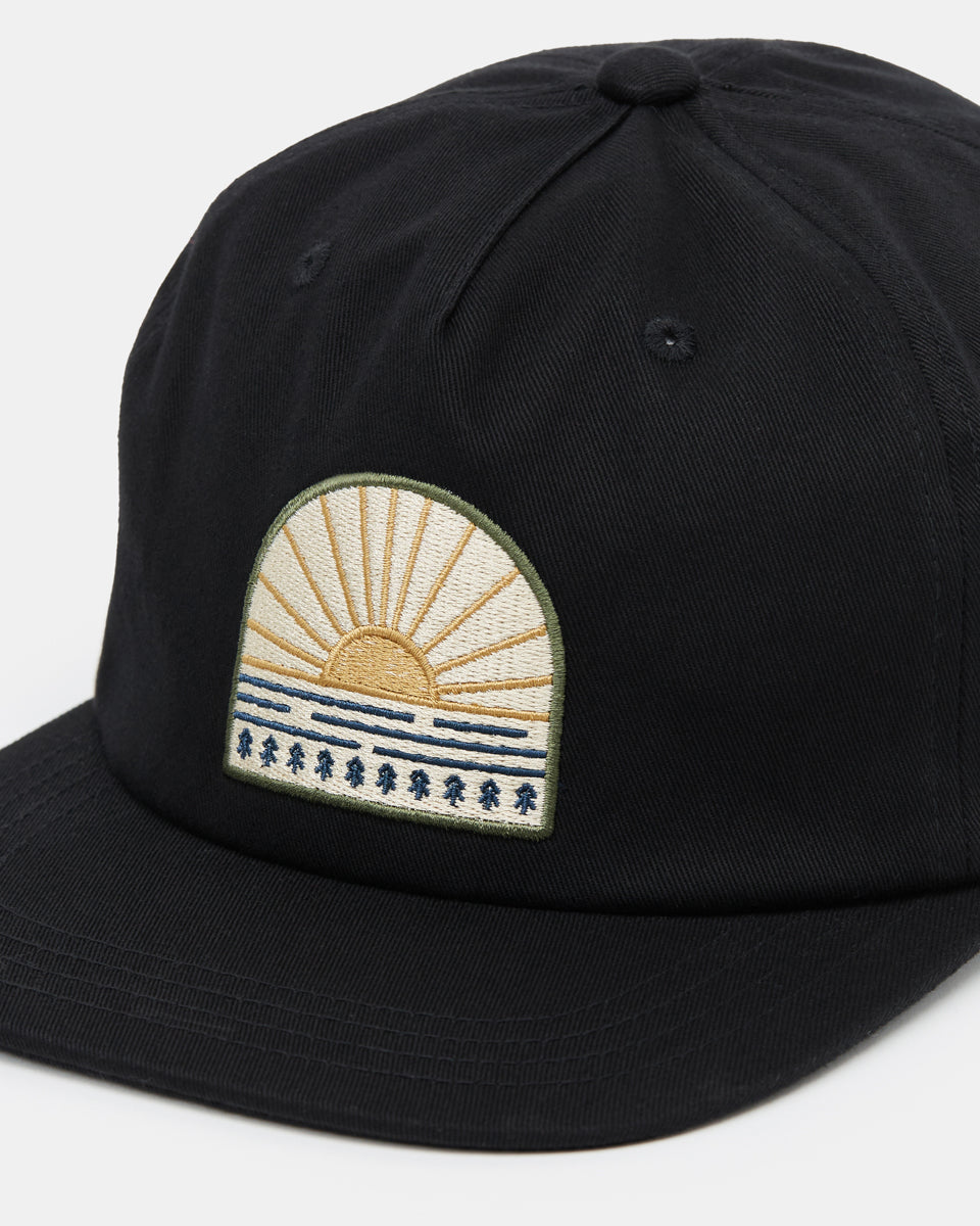 Black Organic Cotton Graphic Flat Brim Hat