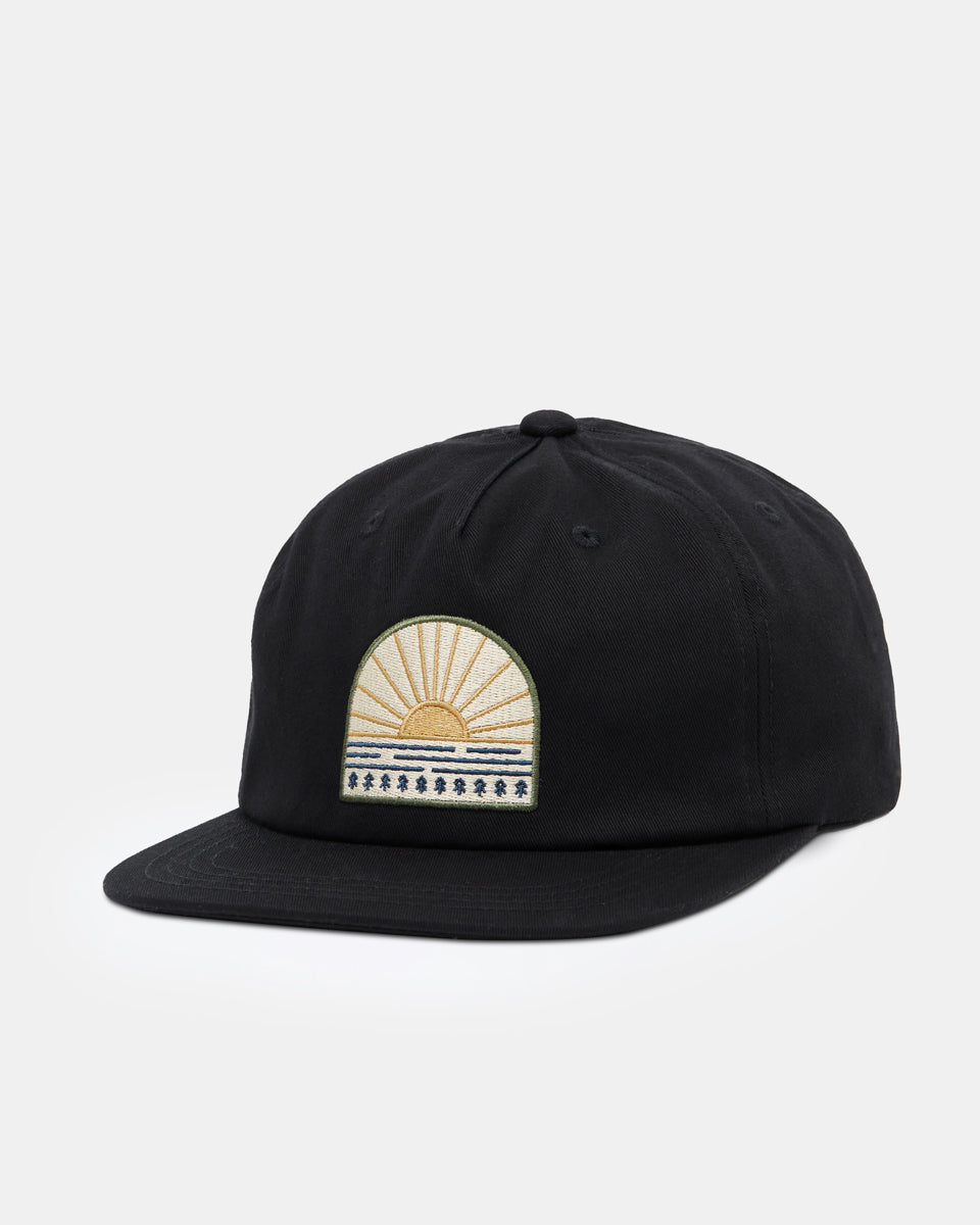 Black Organic Cotton Graphic Flat Brim Hat