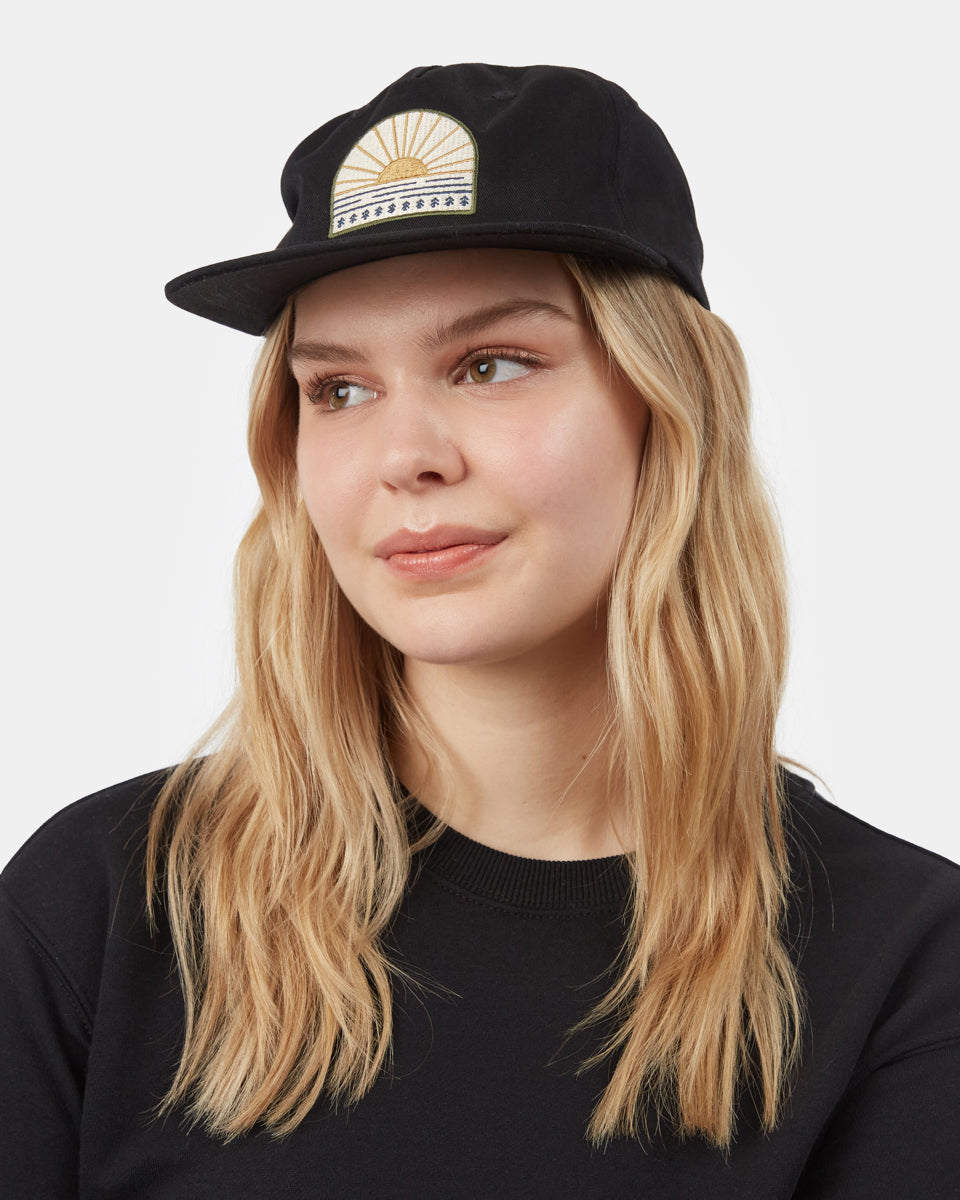 Black Organic Cotton Graphic Flat Brim Hat