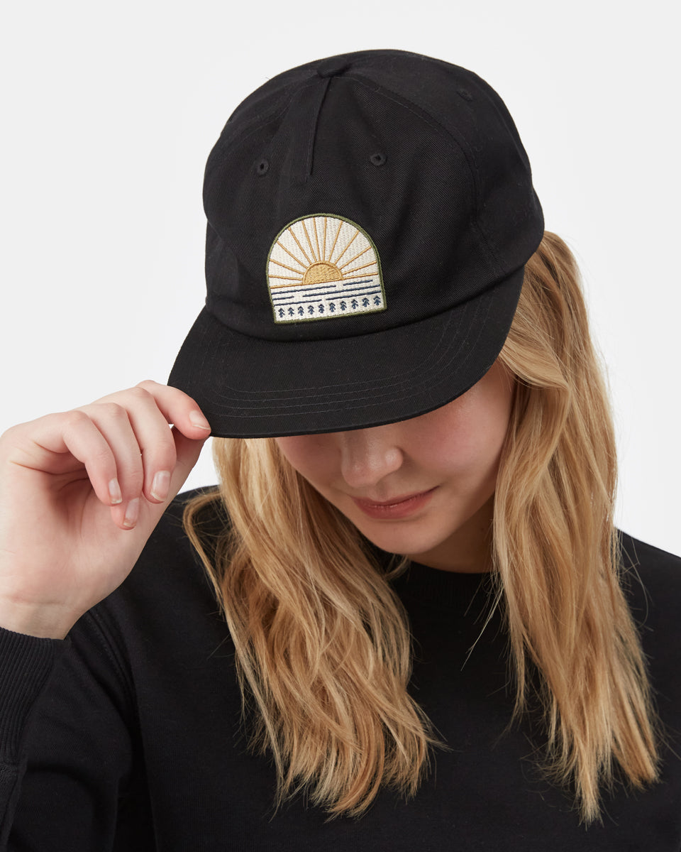 Black Organic Cotton Graphic Flat Brim Hat