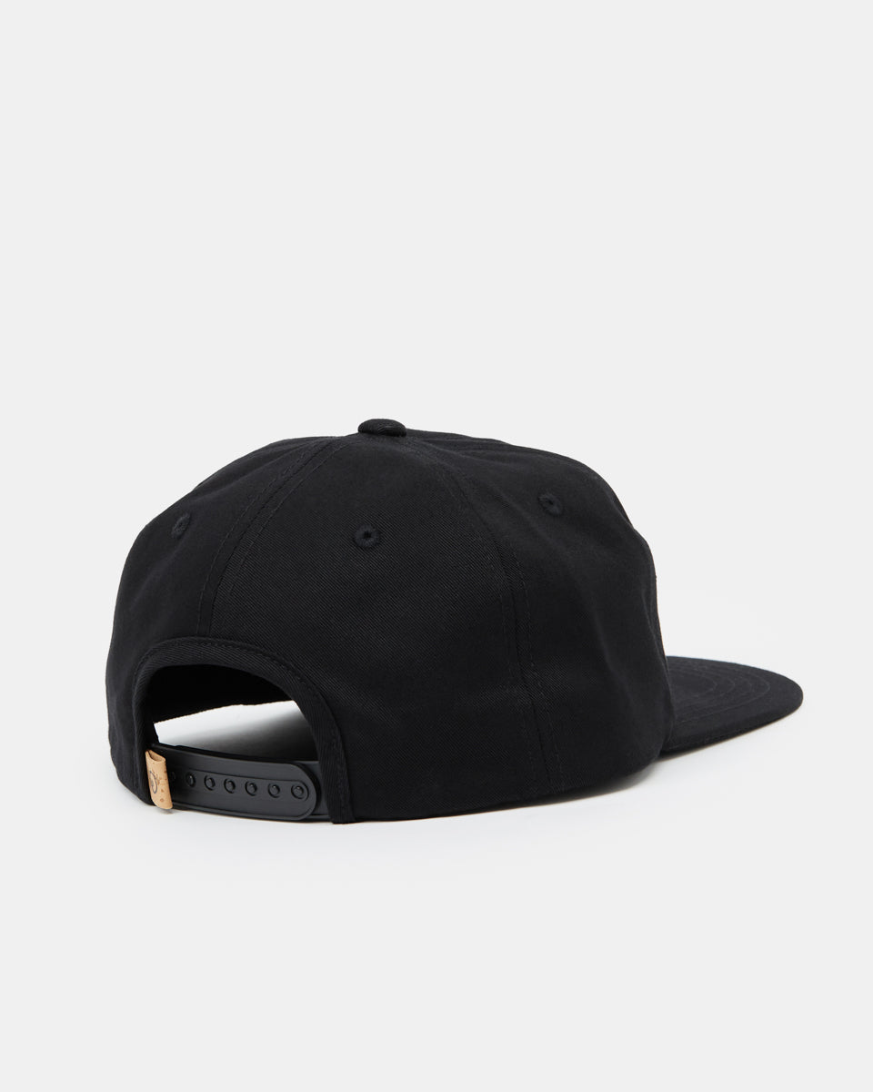 Black Organic Cotton Graphic Flat Brim Hat