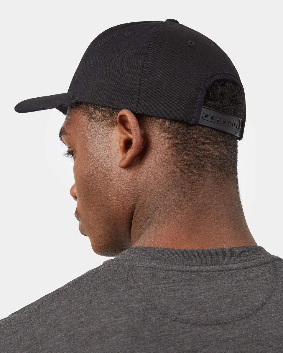 Black Organic Cotton Snapback Peak Hat