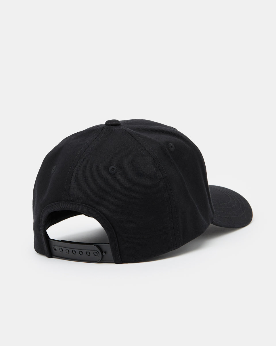 Black Organic Cotton Snapback Peak Hat