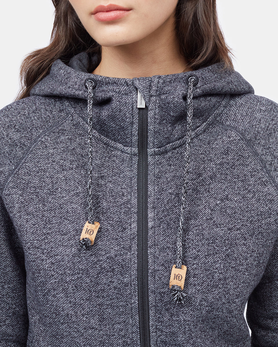 Black Organic Cotton Zip-Up Hoodie