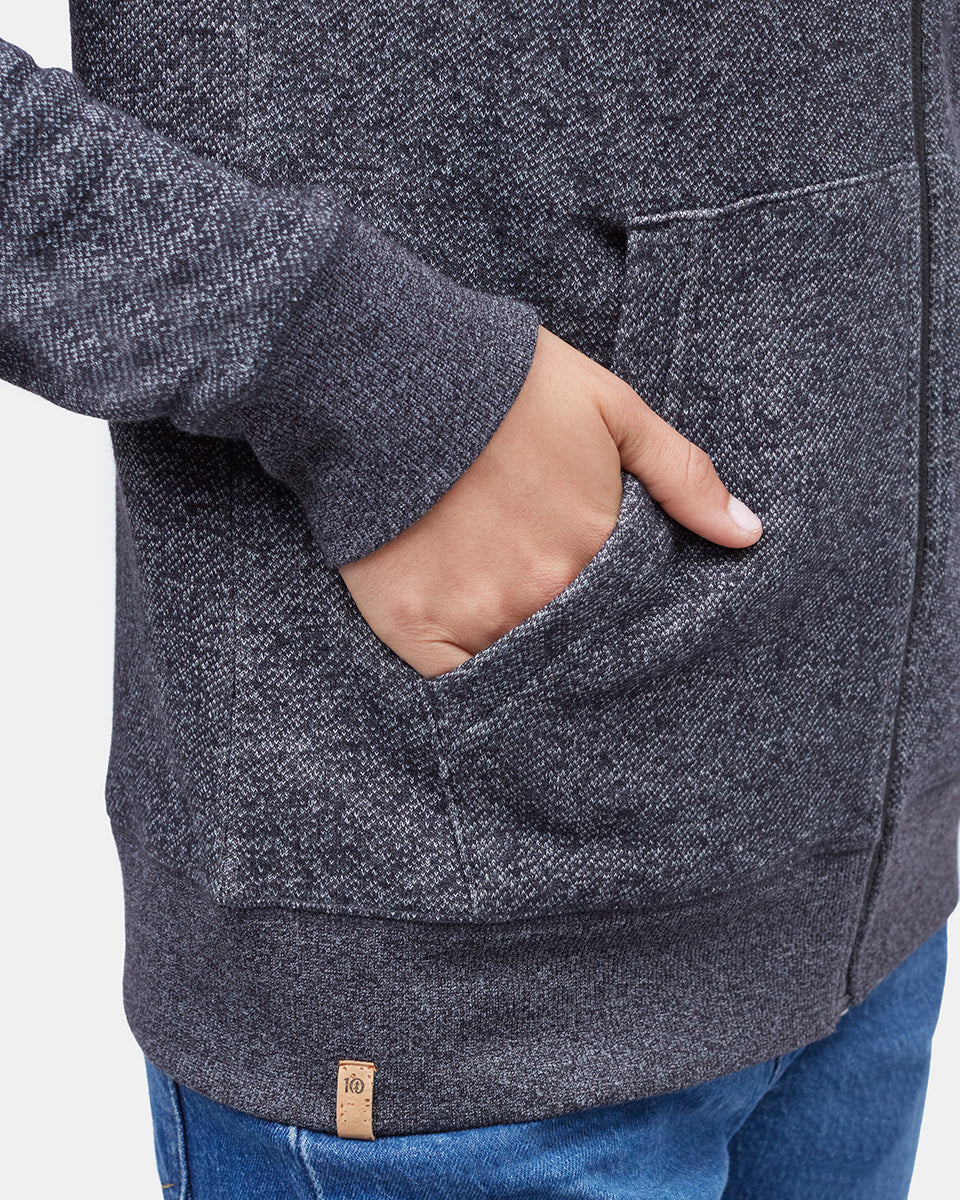 Black Organic Cotton Zip-Up Hoodie