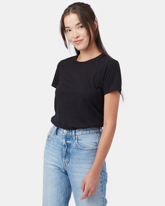 Black Recycled Polyester Crew Neck T-Shirt