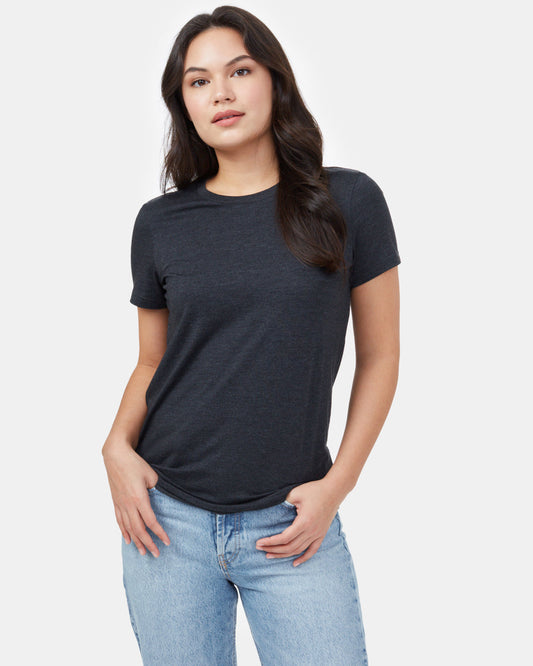 Black Recycled Polyester Crew Neck T-Shirt