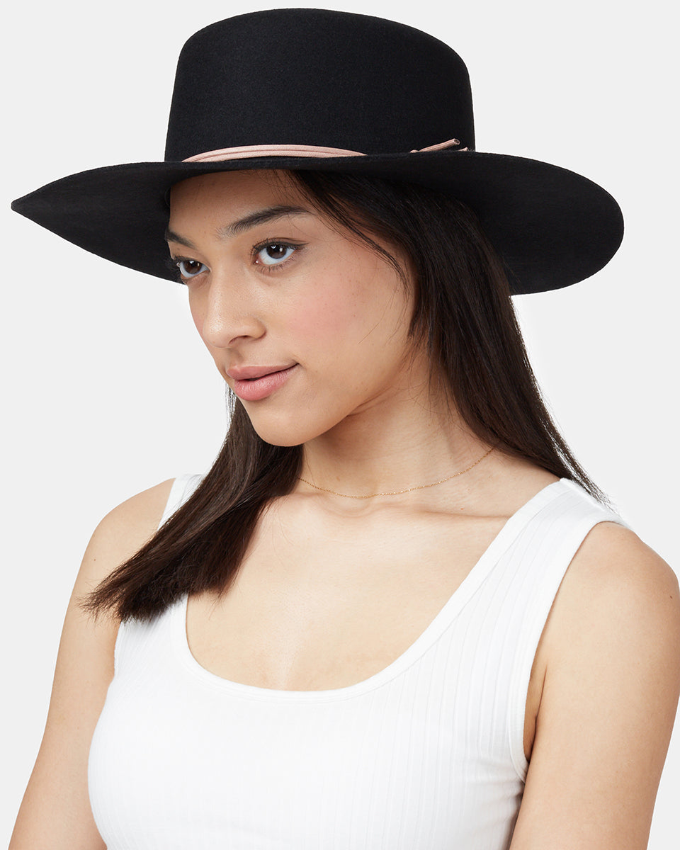 Black Recycled Wool Fedora Hat