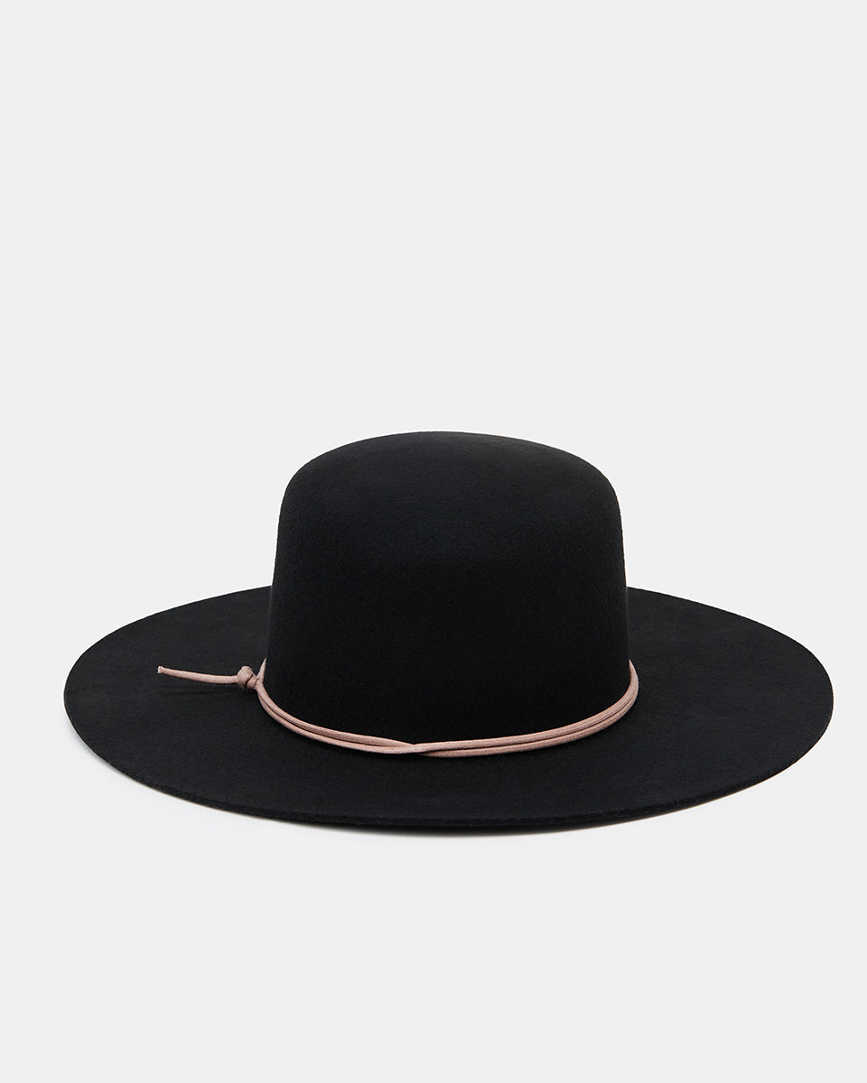 Black Recycled Wool Fedora Hat