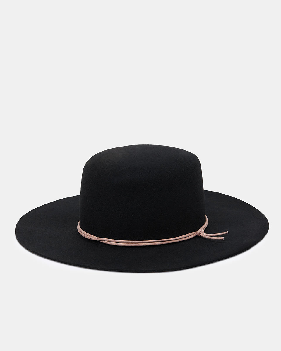 Black Recycled Wool Fedora Hat