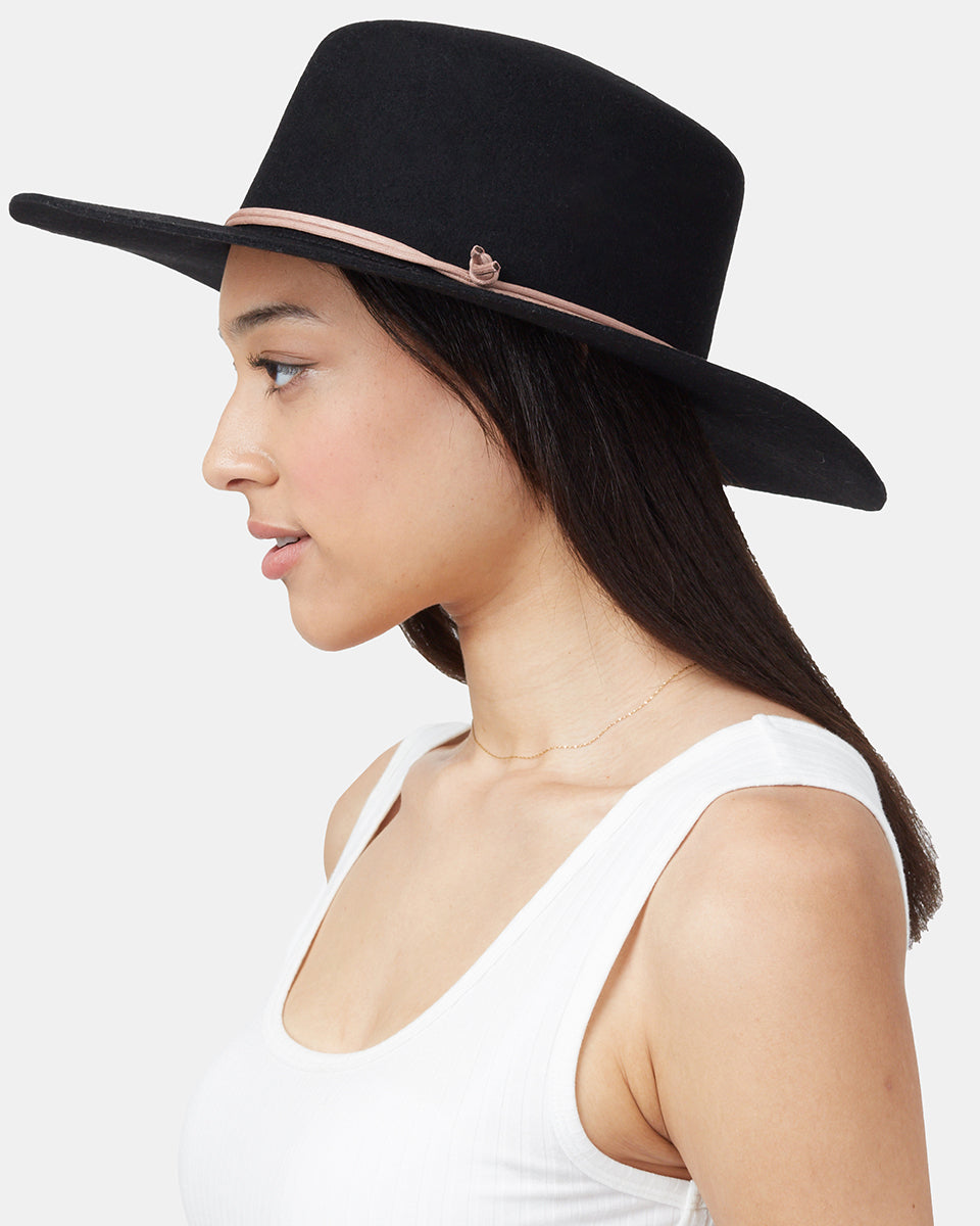 Black Recycled Wool Fedora Hat