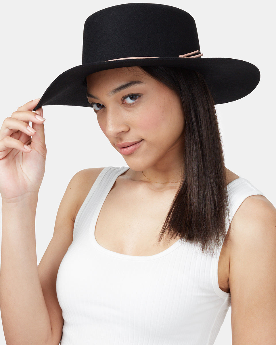 Black Recycled Wool Fedora Hat