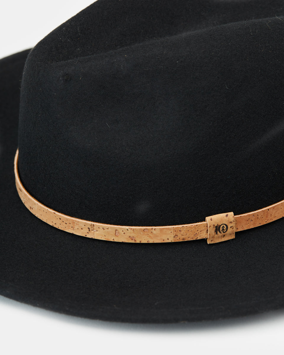 Black Recycled Wool Fedora