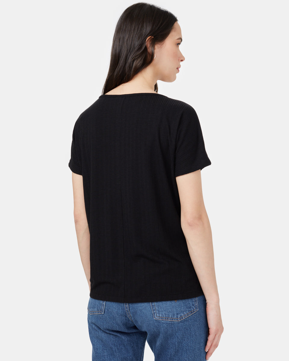 Black Short Sleeve Scoop Neck T-Shirt