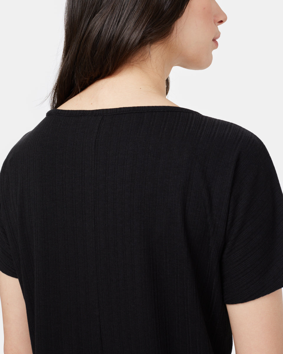 Black Short Sleeve Scoop Neck T-Shirt