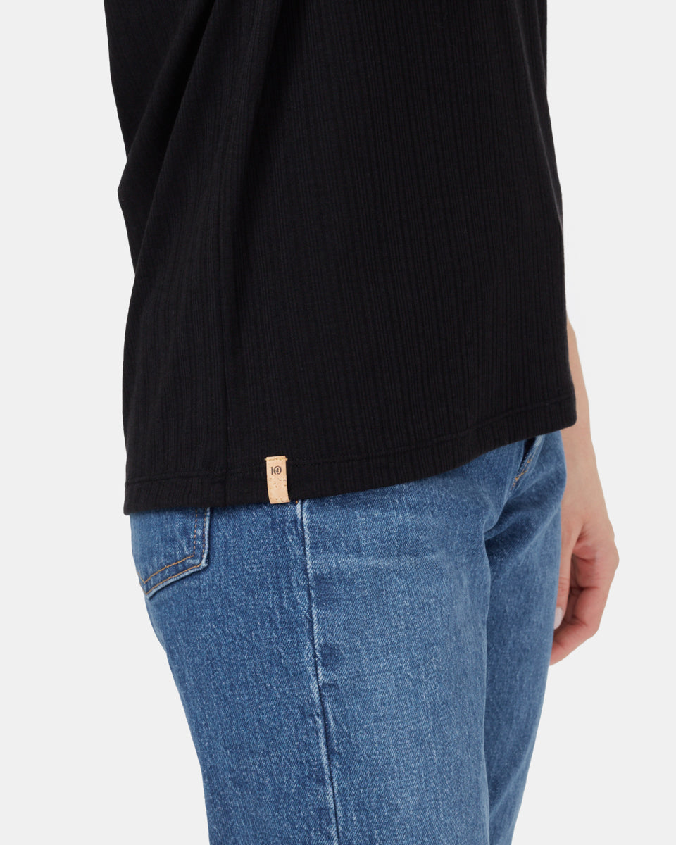 Black Short Sleeve Scoop Neck T-Shirt