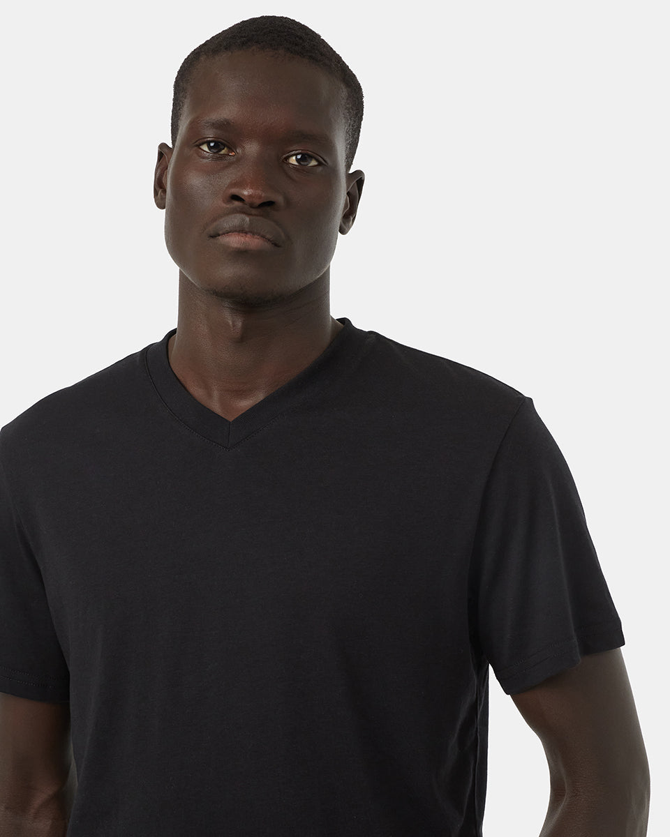 Black V-Neck Short Sleeve T-Shirt