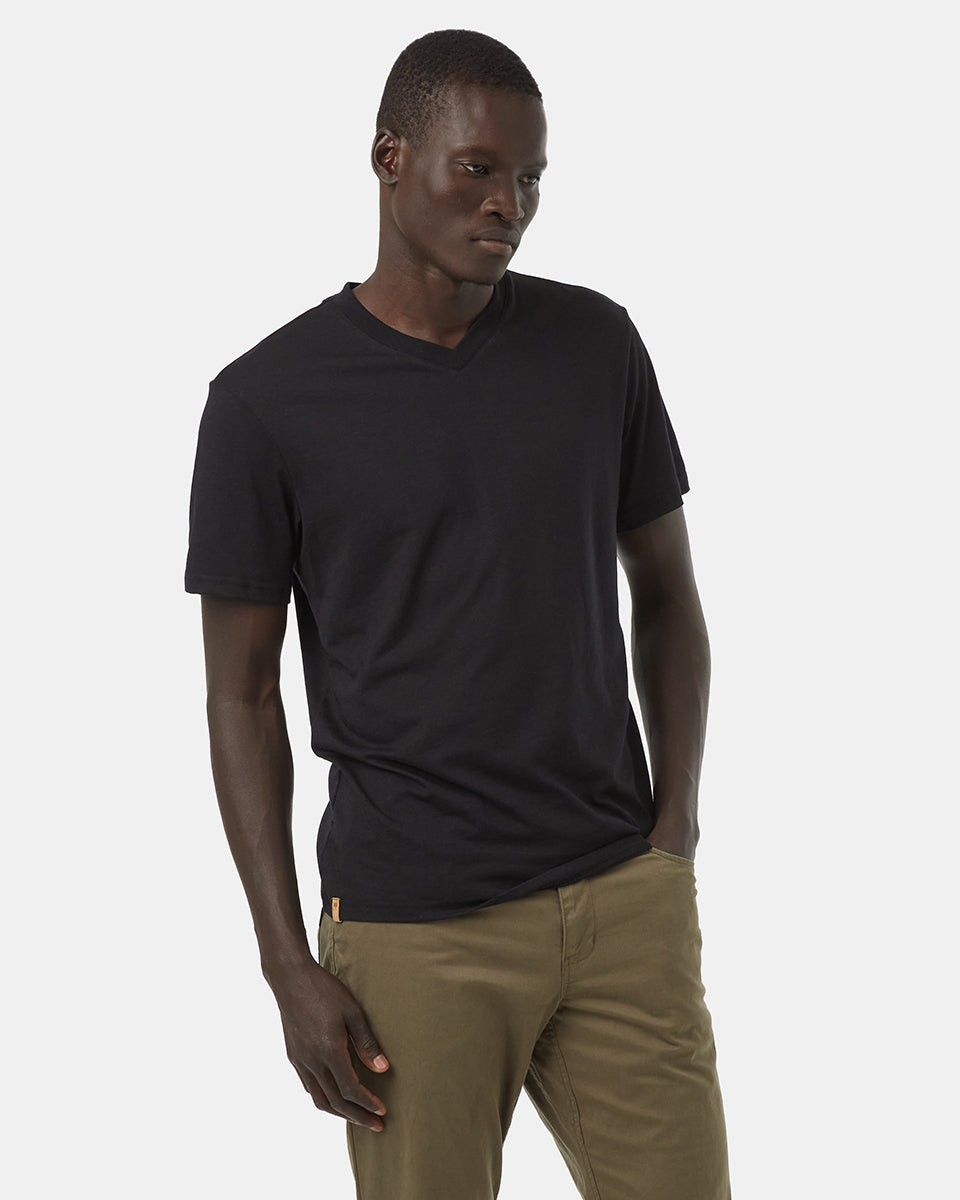 Black V-Neck Short Sleeve T-Shirt