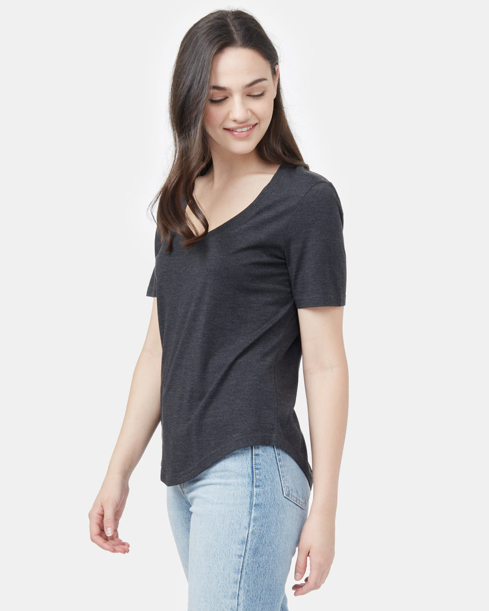 Black V-Neck Short Sleeve T-Shirt