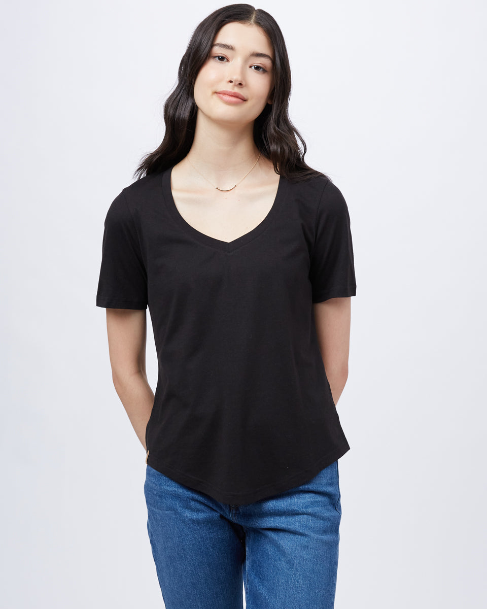Black V-Neck Short Sleeve T-Shirt