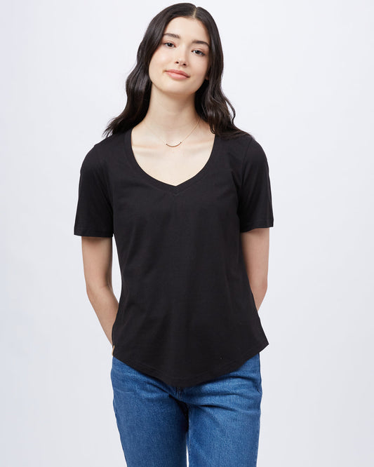Black V-Neck Short Sleeve T-Shirt