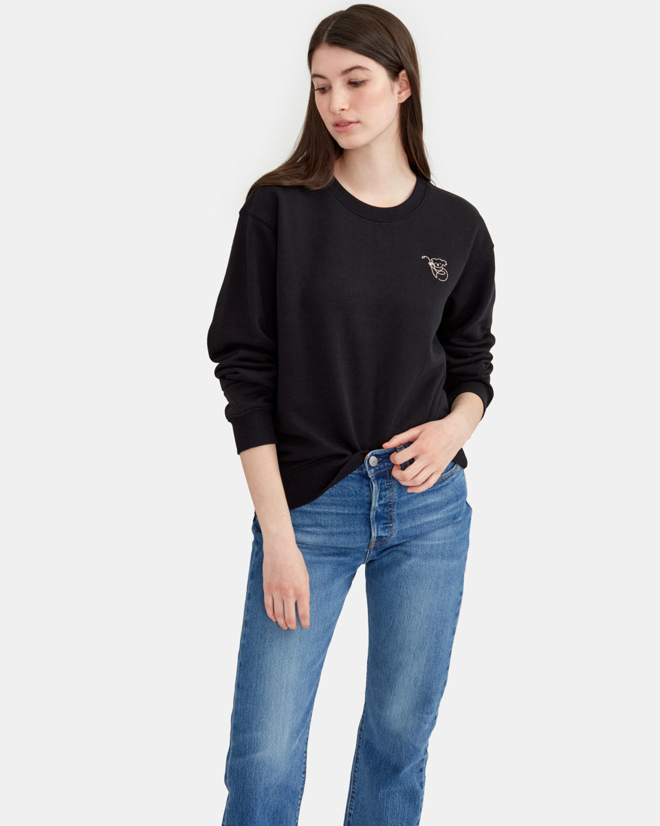 Black Women's Animal Embroidered Sweatshirt