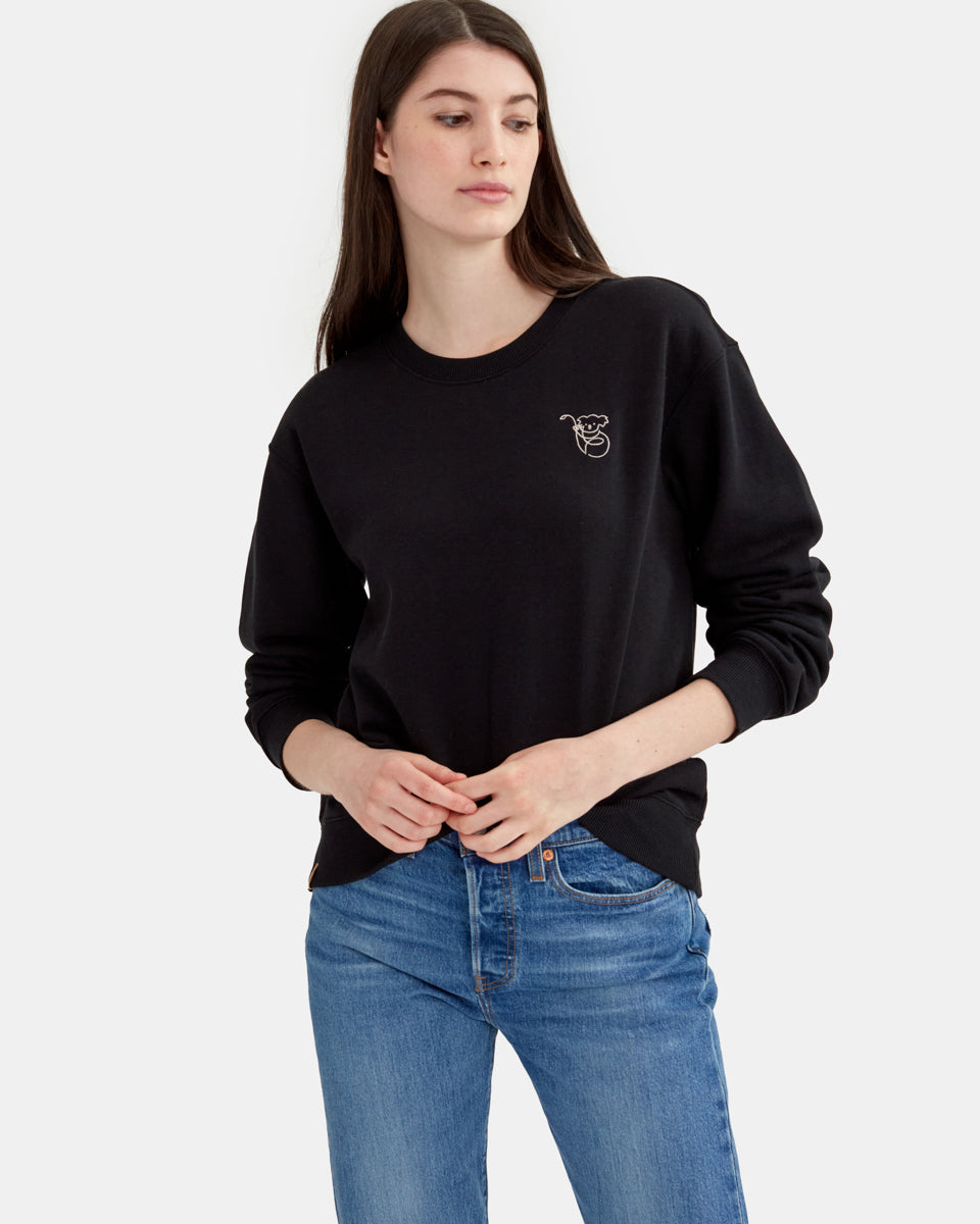 Black Women's Animal Embroidered Sweatshirt